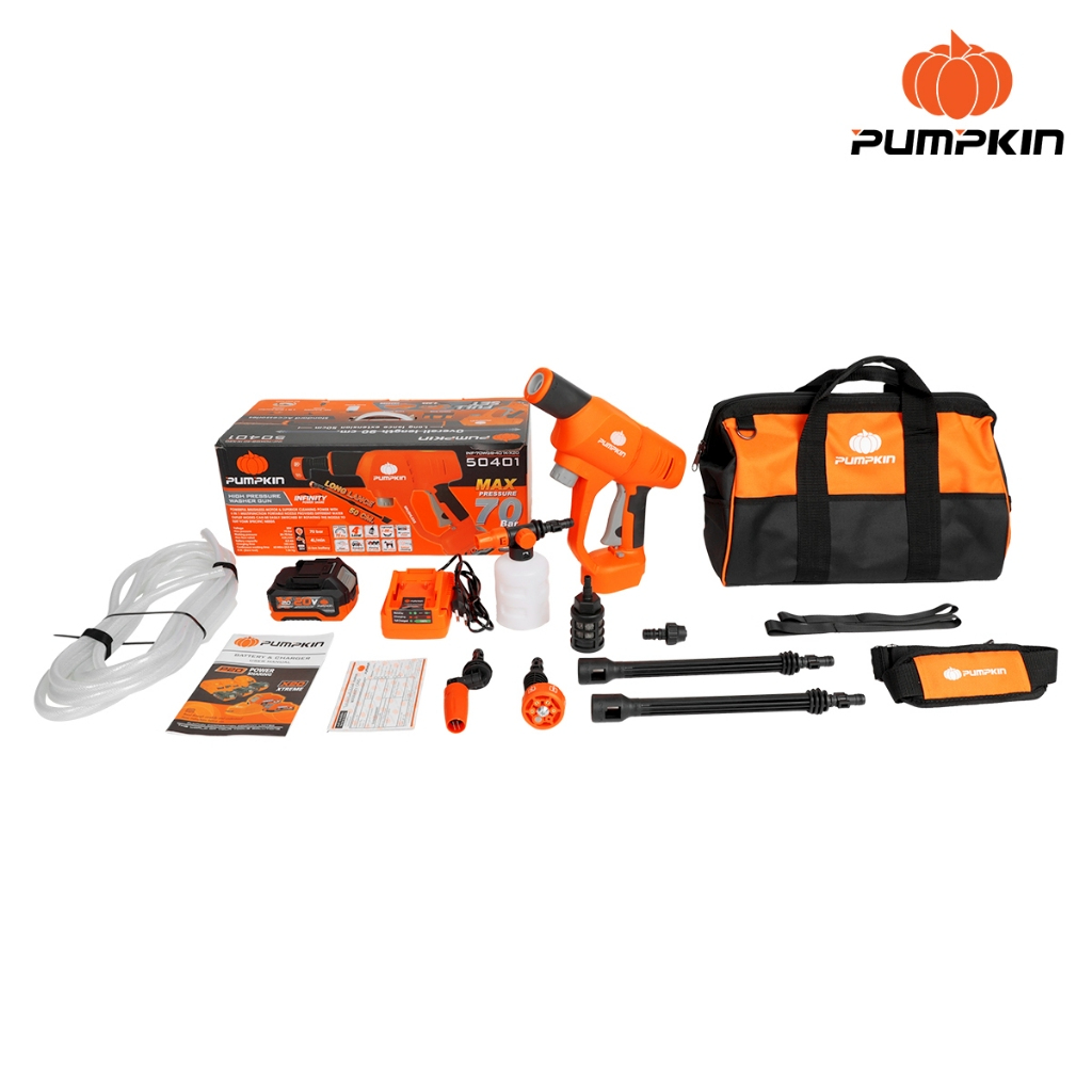 🔥รุ่นใหม่2026 แบตX20🔥 เครื่องฉีดน้ำไร้สาย PUMPKIN 50401 / 50400 / 50321 / 50318 ปืนฉีดน้ำแรงดันสูงไร้สาย ล้างรถ ล้างแอร์ ล้างพื้น - Image 2