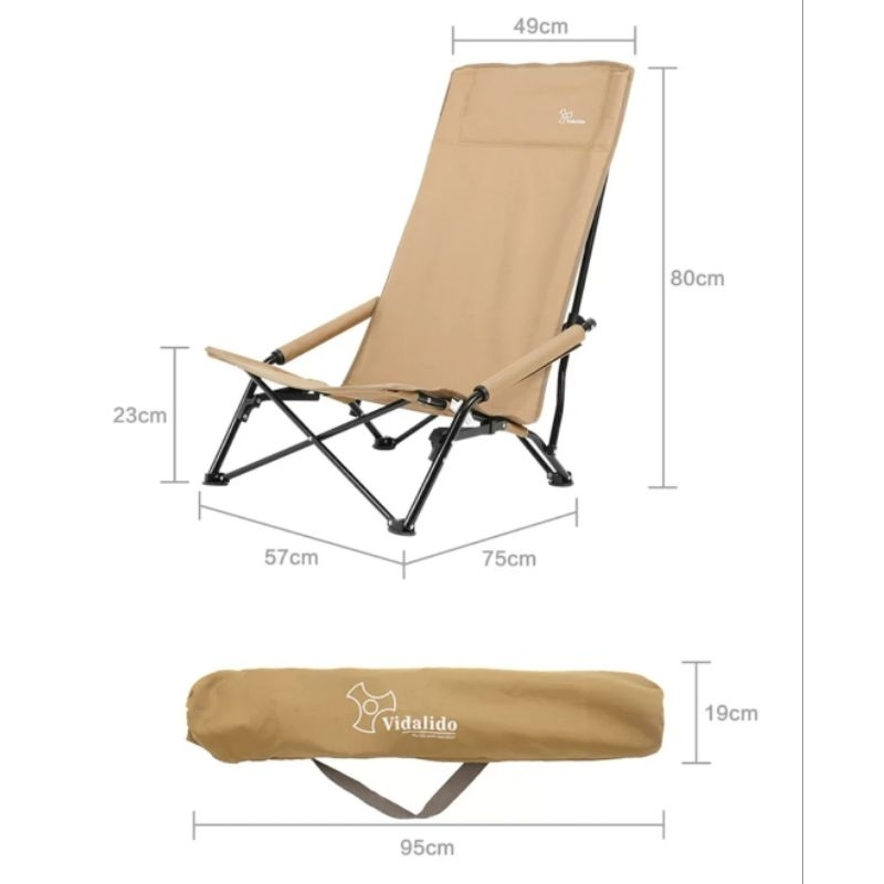 🆕 Vidlido Low Chair เก้าอี้สนาม เก้าอี้แคมป์ปิ้ง ขาต่ำ นั่งสบาย เบาะกว้าง พับเก็บง่าย พร้อมกระเป๋าพกพาพรีเมียม - Image 7