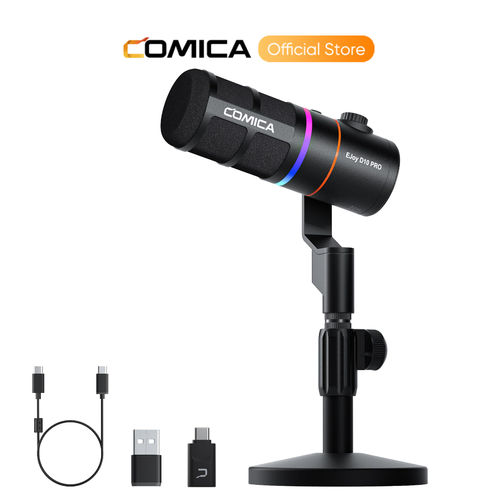 🔥 COMICA Ejoy D10 PRO RGB ไมโครโฟนไร้สายแบบ Dynamic Dual-Mode (XLR / USB-C) สายเกมเมอร์ สตรีมเมอร์ พอดแคสต์ ต้องมี! - Image 8